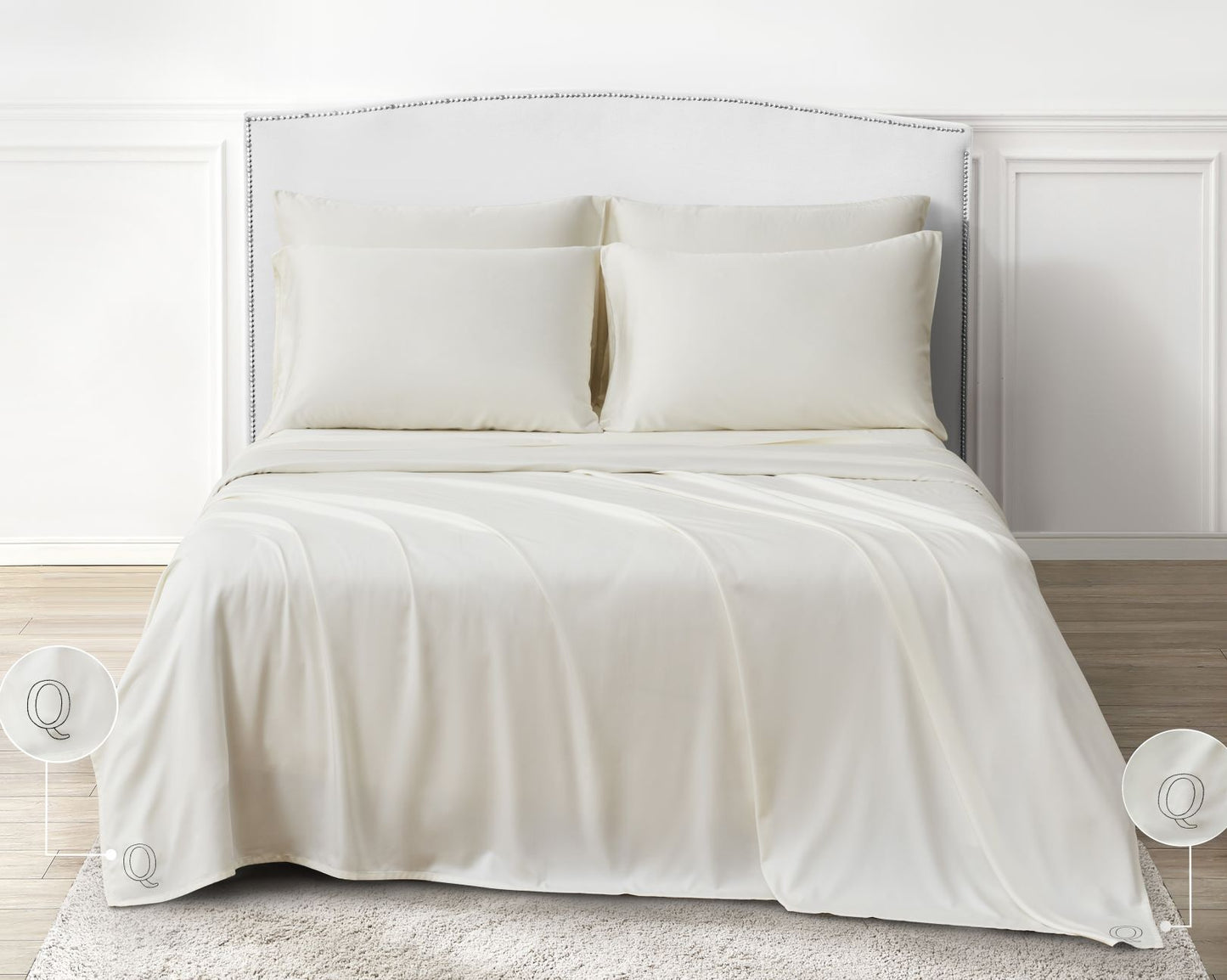 Q-QUEEN Ivory Sheets